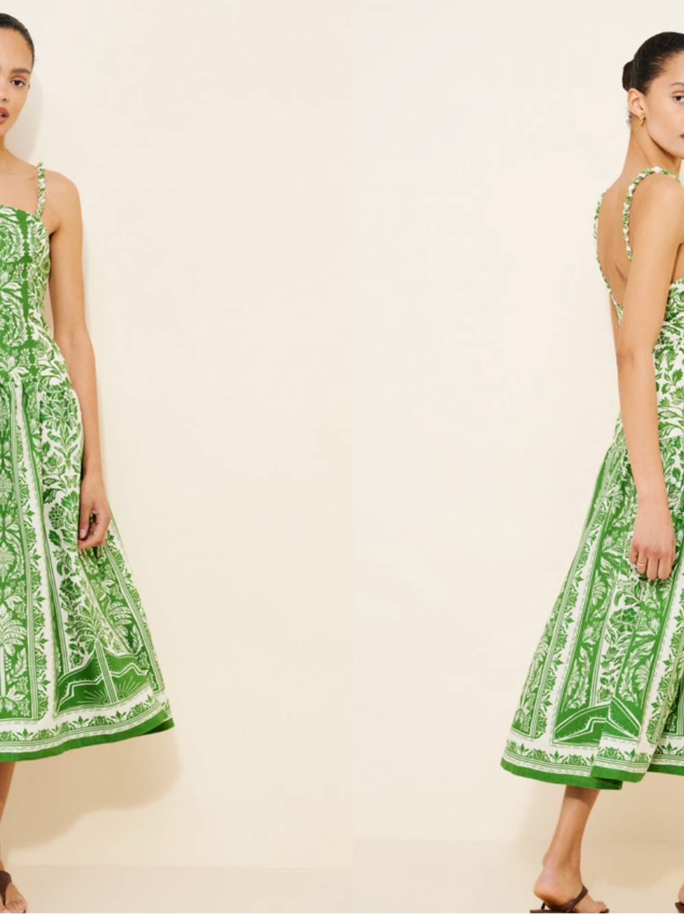 FARM Rio Green Floral-Print Midi Dress - Picture 2 of 5